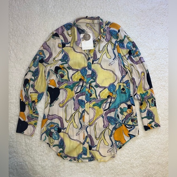 Tops - NWT Numph Nuninna Shirt Abstract Print Blouse Size Small